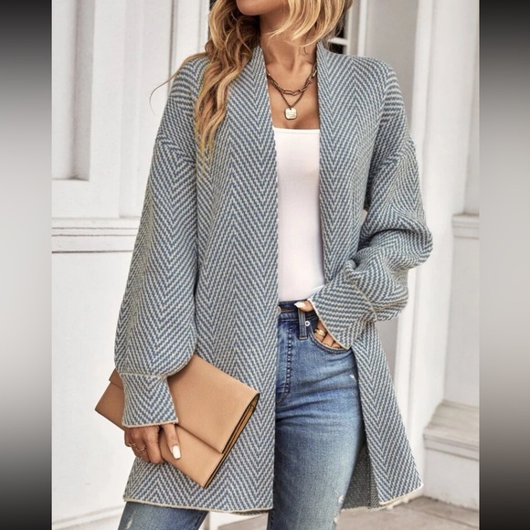 Cozy chevron pattern duster cardigan - Picture 8 of 16